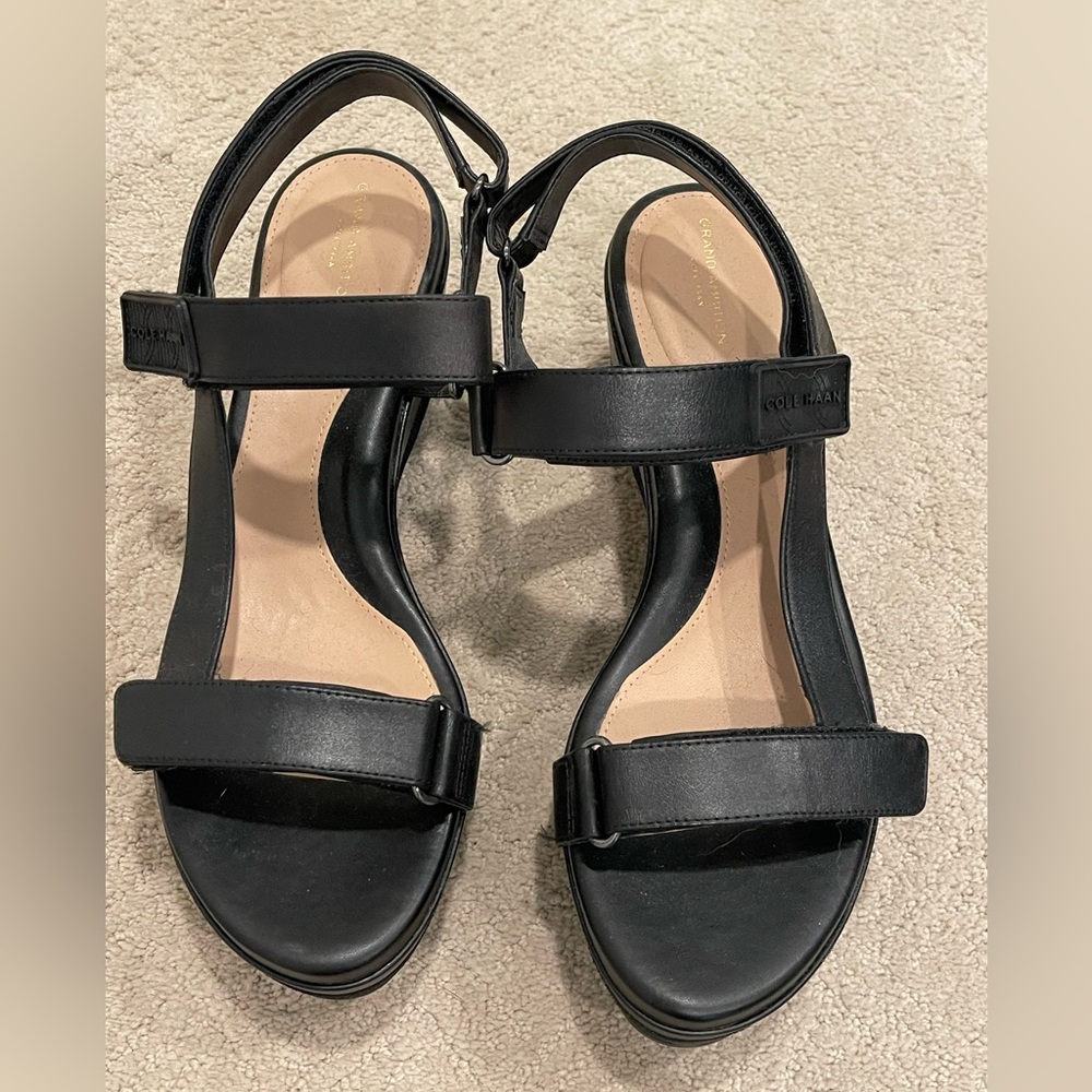 Worn once! Extremely comfortable Cole Haan black platforms!